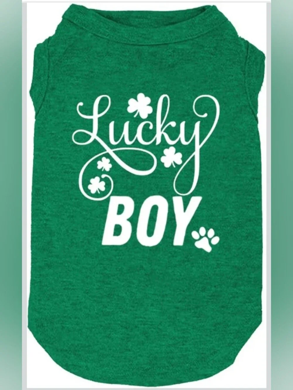 Lucky Boy St. Patrick’s Day Dog Shirt Green Clover Pet Tee XXL